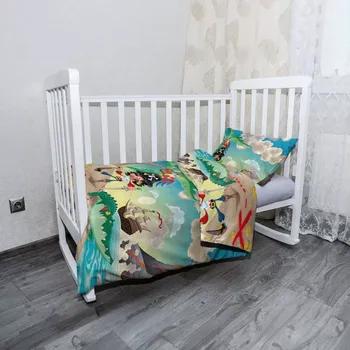 Povlečení Sablio Mikroplyšové dětské povlečení do postýlky Pirát - 120x90 / 40x60