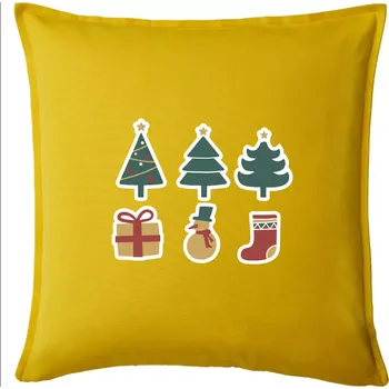 Polštář Vánoční sada - stromky a dárky - Polštář 50x50 - 50x50 - Pouze potah ( Žlutá )