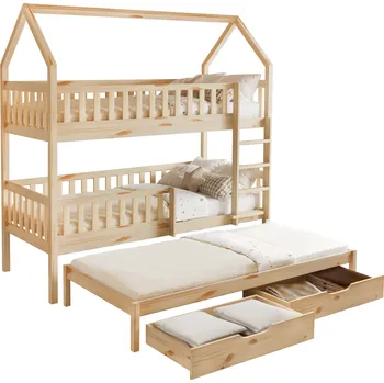 Dětský pokoj Montessori patrová postel s přistýlkou, přírodní, VENITA TYP 1