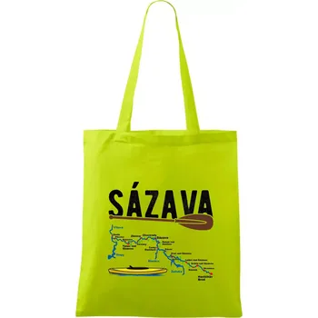 Mapa řeky Sázavy - Taška bavlněná - 42 x 38 cm ( Limetková )