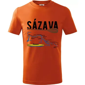 Chlapecké tričko Mapa řeky Sázavy - Tričko dětské bavlněné - 122 cm/6 let ( Oranžová )