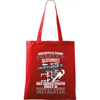 Nákupní taška Instalatér zkratky - Taška bavlněná - 42 x 38 cm ( Červená )