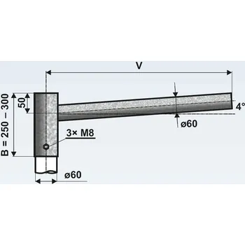 Venkovní osvětlení AMAKO Výložník UD 1/60 - 1000 rovný, žárový zinek UD 1/60 - 1000