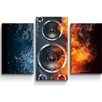 Obraz Sablio Obraz - 3-dílný Ohnivý reproduktor - 75x50 cm