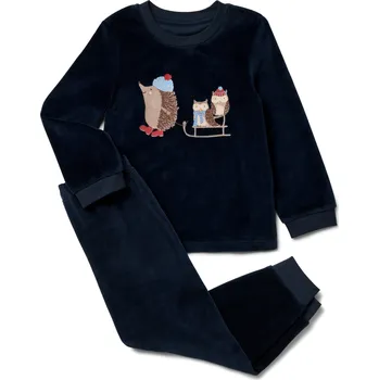 Dámské pyžamo 715701 - Tchibo - Dětské pyžamo z plyšového úpletu - pro ženy - vel. 134/140 - barva: modrá/s potiskem