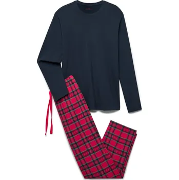 Pánské pyžamo 710436 - Tchibo - Pyžamo - pro muže - vel. 4XL 68/70 - barva: modrá/kostkovaný