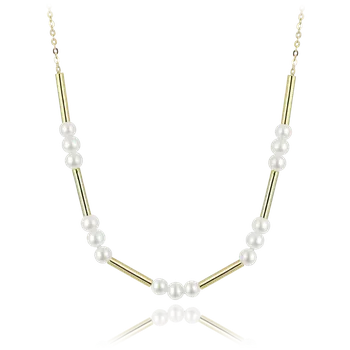 Náhrdelník MINET Pozlacený stříbrný náhrdelník s přírodními perlami JMAS7059GN42