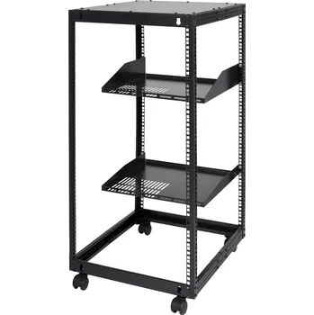 Rozvaděč Vevor Serverový rack 20U otevřený 4-sloupový, hloubka 58.5-101.6cm s kolečky