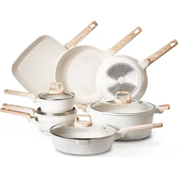 Vevor Sada 19 dílů hrnců a pánví, granitová, indukce, se skl. pokr.