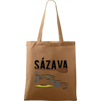 Mapa řeky Sázavy - Taška bavlněná - 42 x 38 cm ( Cappuccino )