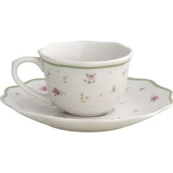 Sada 2 šálků s podšálky na kávu/ presso 90ml Nonna Rosa BRANDANI (barva - porcelán, bílá/růžová)
