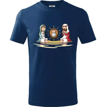 Chlapecké tričko Ježíšek v jesličkách - Tričko dětské bavlněné - 98 cm / 2 roky ( Půlnoční modrá )