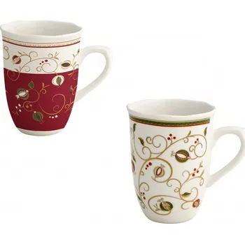 Sada 2 hrnků 350ml Tempo di Festa BRANDANI (barva - porcelán, bílá/červená)