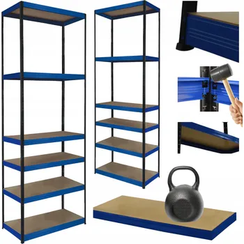 Dílenský regál Kovový regál skladový stojan HELIOS 196x40x40cm 6 polic x 175kg ZÁTĚŽOVÝ POLSKÝ