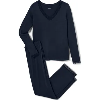 Dámské pyžamo 711473 - Tchibo - Pyžamová souprava s krajkovým lemováním - pro ženy - vel. M 40/42 - barva: modrá