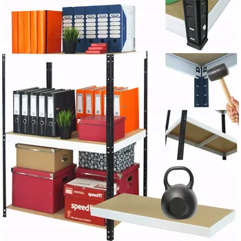 Dílenský regál Kovový regál do skladu a dílny HELIOS 90x120x30 cm, 3 police, nosnost 175 kg/police - ROBUSTNÍ