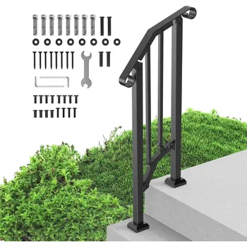 Zábradlí Vevor Zábradlí na vnější schody, 1–2 stupně, ocel, montážní set, černé