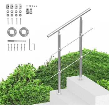 Vevor Zábradlí na schody, délka 31.5in, 2 příčky, nerez, s montážní sadou