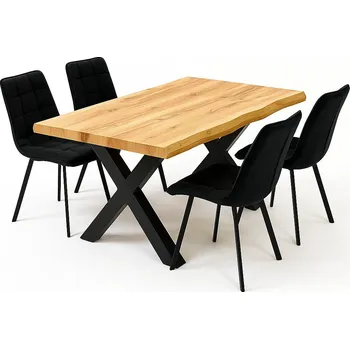 Jídelní set Vikio Jídelní set pro 4 osoby 160x90 cm dub-černá VJS116-41C ZA AKČNÍ CENU