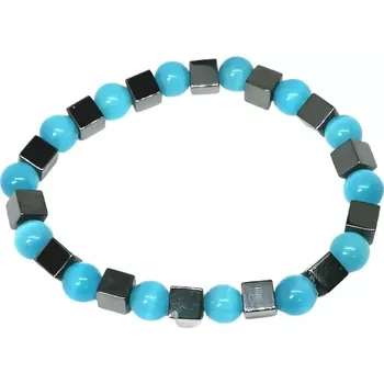 Náramek Hematitový náramek s modrým ulexitem