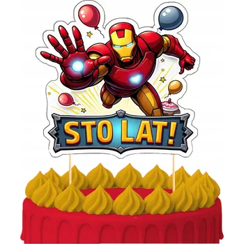 Obraz ZÁPICH DO DORTU Narozeninová Ozdoba na Dort Sto Let IRON MAN AVENGERS POSTAVIČKY 2