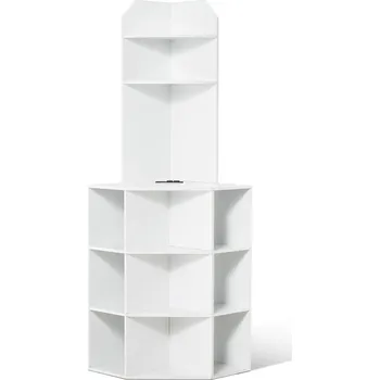 Koupelnový nábytek Vevor Rohová vysoká skříňka 64" 6 polic dřevěná s usb a zásuvkami bílá