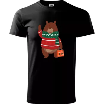 Pánské tričko Medvěd s dárkem - Triko extra velké (5-8XL) - 8XL ( Černá )