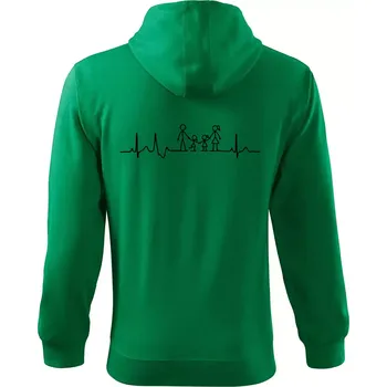 Pánská mikina EKG rodina a dvě holky - Mikina s kapucí na zip trendy zipper - 3XL ( Středně zelená )
