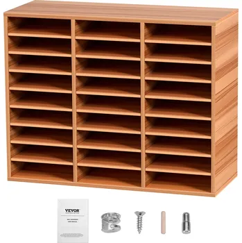 Úložný box Vevor Organizér na dokumenty, 27 přihrádek, nastavitelné police, mdf, bílý