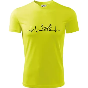 Chlapecké tričko EKG rodina a dvě holky - Dětské triko sportovní (dresovina) - 122 cm/6 let ( Neonově žlutá )