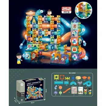 ostatní stavebnice Mamido Magnetická svítící stavebnice kuličková dráha 252 dílů XXL