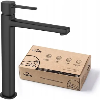 Vodovodní baterie Vysoká stojánková umyvadlová baterie Invena Glamour, černá matná