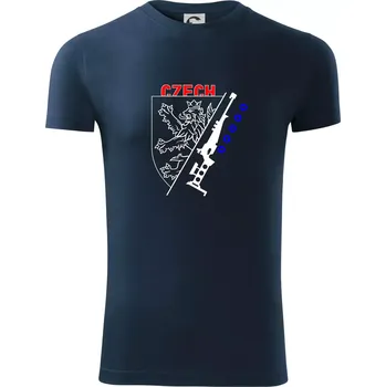 Pánské tričko Biathlon - Czech Lion - Viper FIT - Pánské zůžené tričko - L ( Námořní modrá (velmi tmavá - téměř černá) )