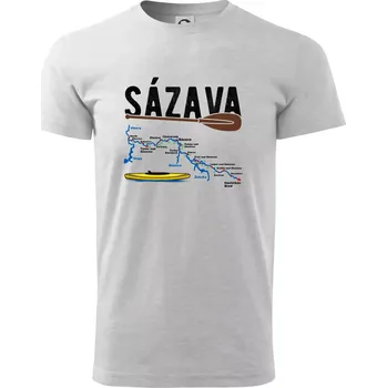 Mapa řeky Sázavy - Triko extra velké (5-8XL) - 8XL ( Světlešedý Melír )