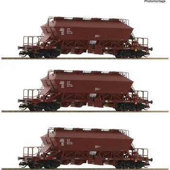 Modelová železnice ROCO 6680018 TT 3ks Vůz na sypké hmoty Uaoos-y, DR, Ep.IV