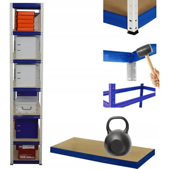 Dílenský regál Kovový skladový regál Wamar-Sosenka 270 x 40 x 40 cm, nosnost až 175 kg na polici