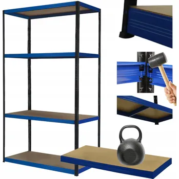 Dílenský regál Kovový regál do skladu, garáže HELIOS 180x110x40cm, 4 police, nosnost 175kg/police