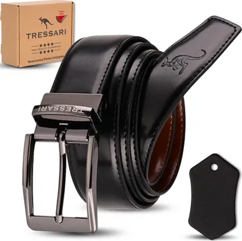 Opasek Camerazar TRESSARI oboustranný kožený opasek, černý a hnědý, 120 cm na kalhoty