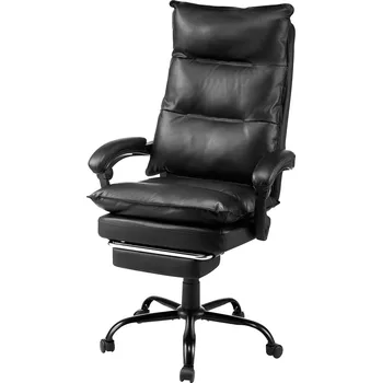 Vevor Kancelářská židle vysoké opěradlo, opěrka nohou, 135°, pu černá