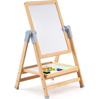 Malířský stojan Vevor Dětský dřevěný malířský stojan 2v1 s magnetickou a křídovou tabulí