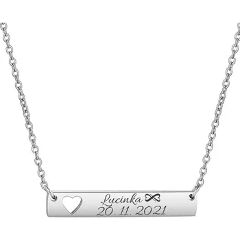 Náhrdelník Šperky4U Personalizovaný ocelový náhrdelník, destička se srdíčkem - OPD0102
