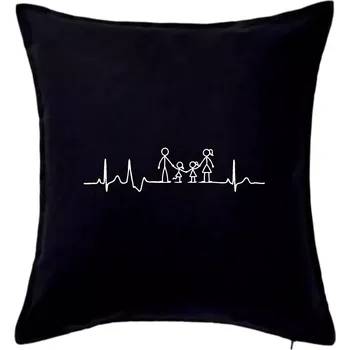 Polštář EKG rodina a dvě holky - Polštář 50x50 - 50x50 - Pouze potah ( Černá )