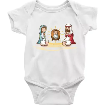 Ježíšek v jesličkách - Body kojenecké s krátkým rukávem - Krátký r. 12-18 měs ( Bílá )