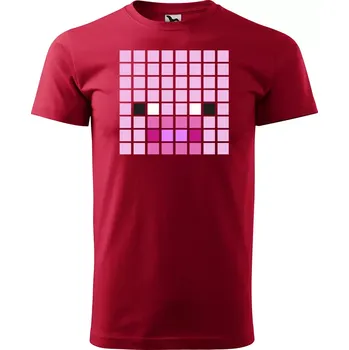 Pánská móda Sablio Tričko s potiskem Blocks Pig - červené 2XL