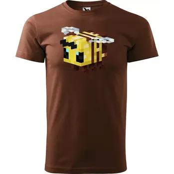 Pánské tričko Sablio Tričko s potiskem Blocks Bee - hnědé S