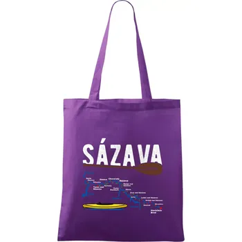 Mapa řeky Sázavy - Taška bavlněná - 42 x 38 cm ( Fialová )