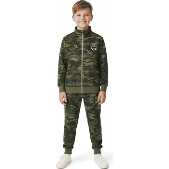 MASKÁČOVÁ TEPLÁKOVÁ SOUPRAVA 128 - 158 NOVINKA Barva: Tmavý maskáč se žlutým nápisem, Velikost: 158/164