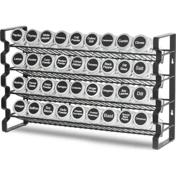 Vevor Stojan na koření s 36 dózami, víčky, nálepkami, nálevkou 18×11 in