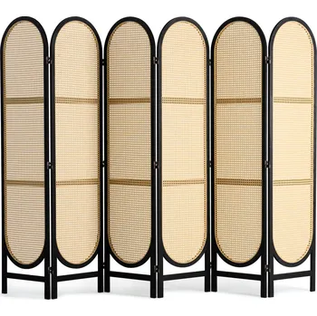 Paraván Vevor Paraván 6 panelů ratanový skládací se závěsy přenosný hnědý