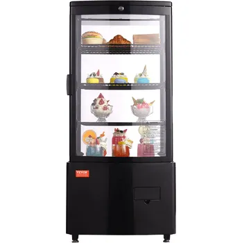 Vevor Chladící vitrína na pečivo 3 Cu.Ft/85L, 3 police, LED, s zámkem